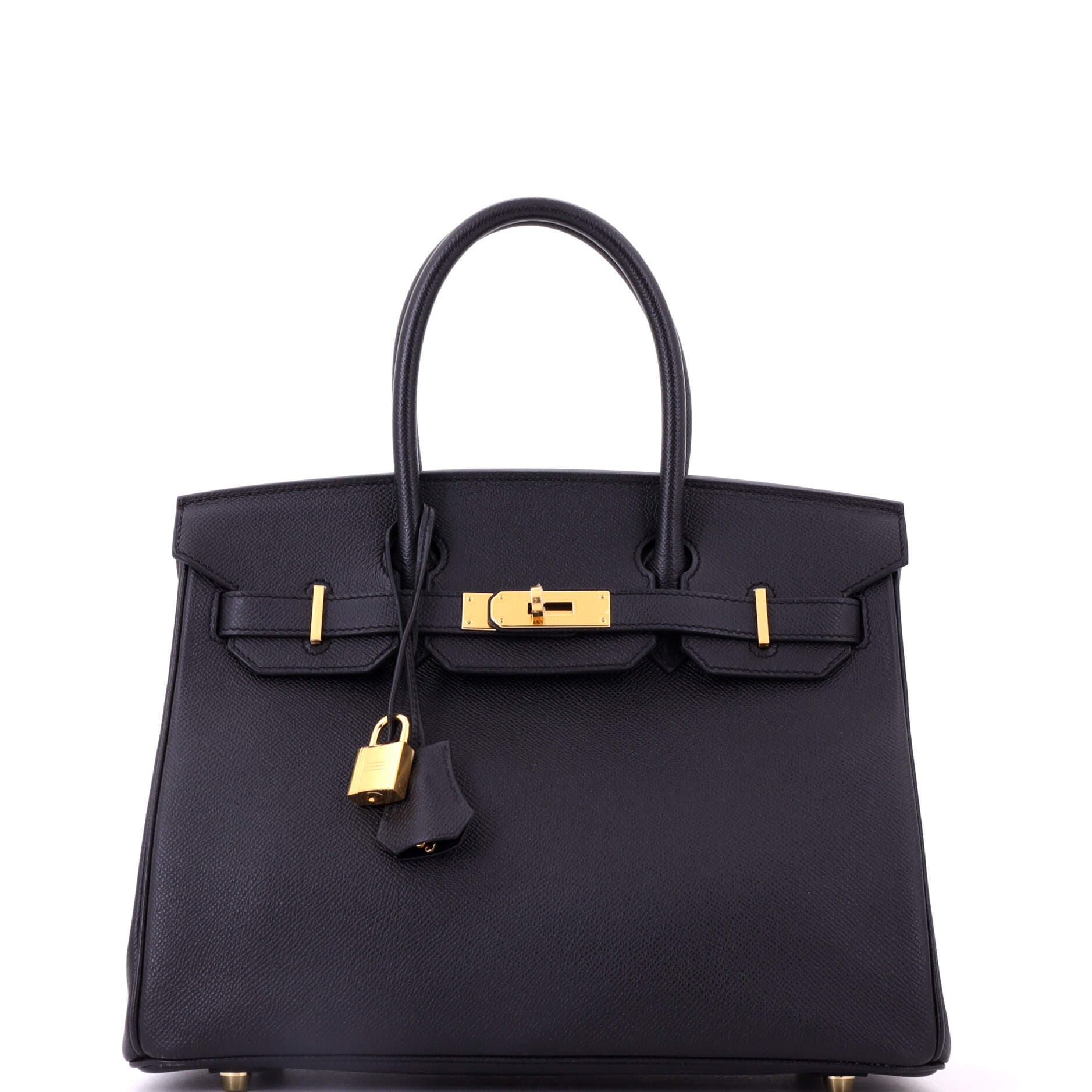 Pre-Owned Hermes Birkin Handbag Black Epsom with Gold Hardware 30, Main, color, Noir