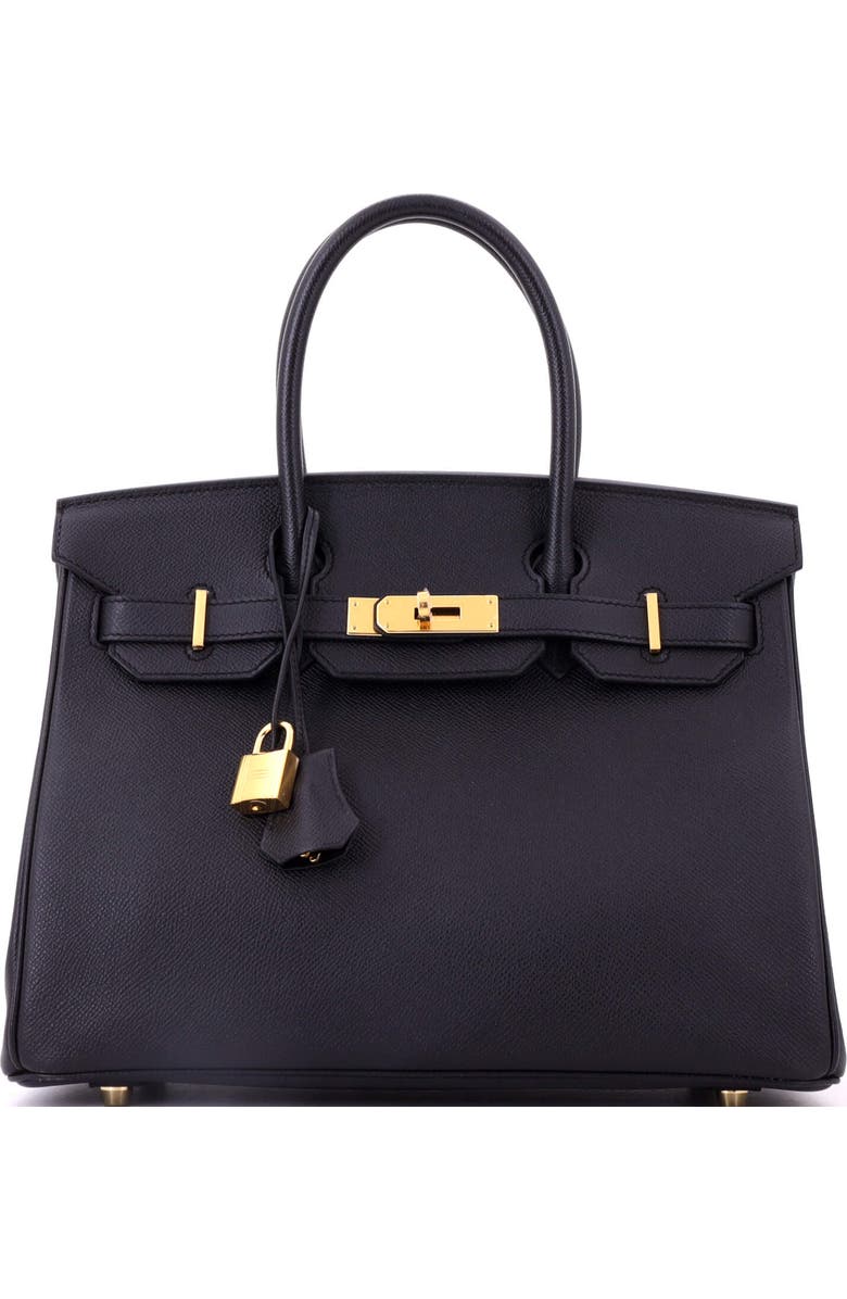 Pre-Owned Hermes Birkin Handbag Black Epsom with Gold Hardware 30, Main, color, Noir