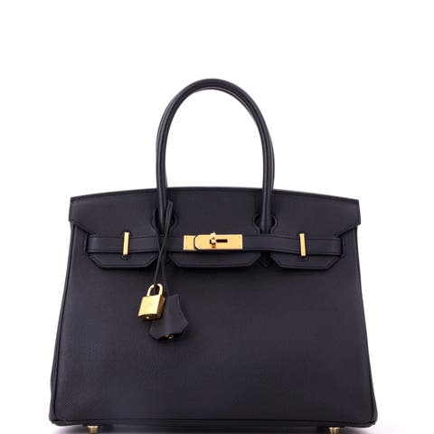 Birkin Handbag Black Epsom with Gold Hardware 30