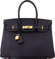 Pre-Owned Hermes Birkin Handbag Black Epsom with Gold Hardware 30