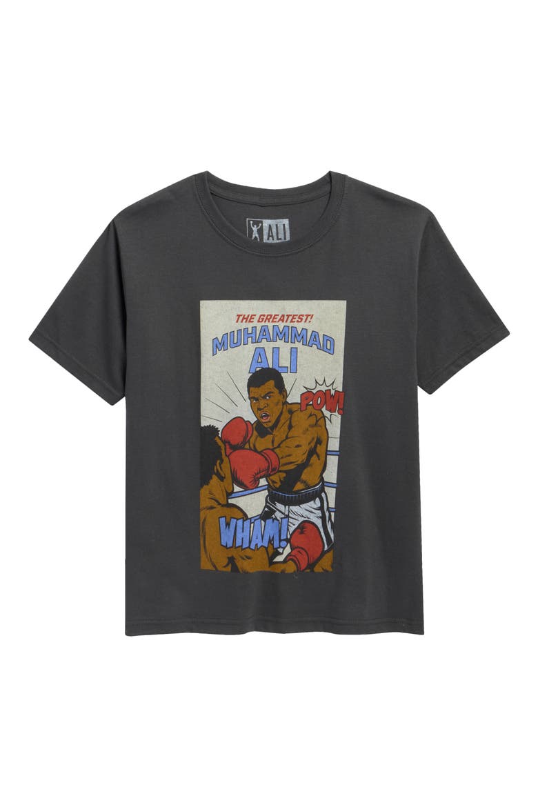 Kids' Muhammad Ali Comic Graphic T-Shirt, Main, color, CHARCOAL