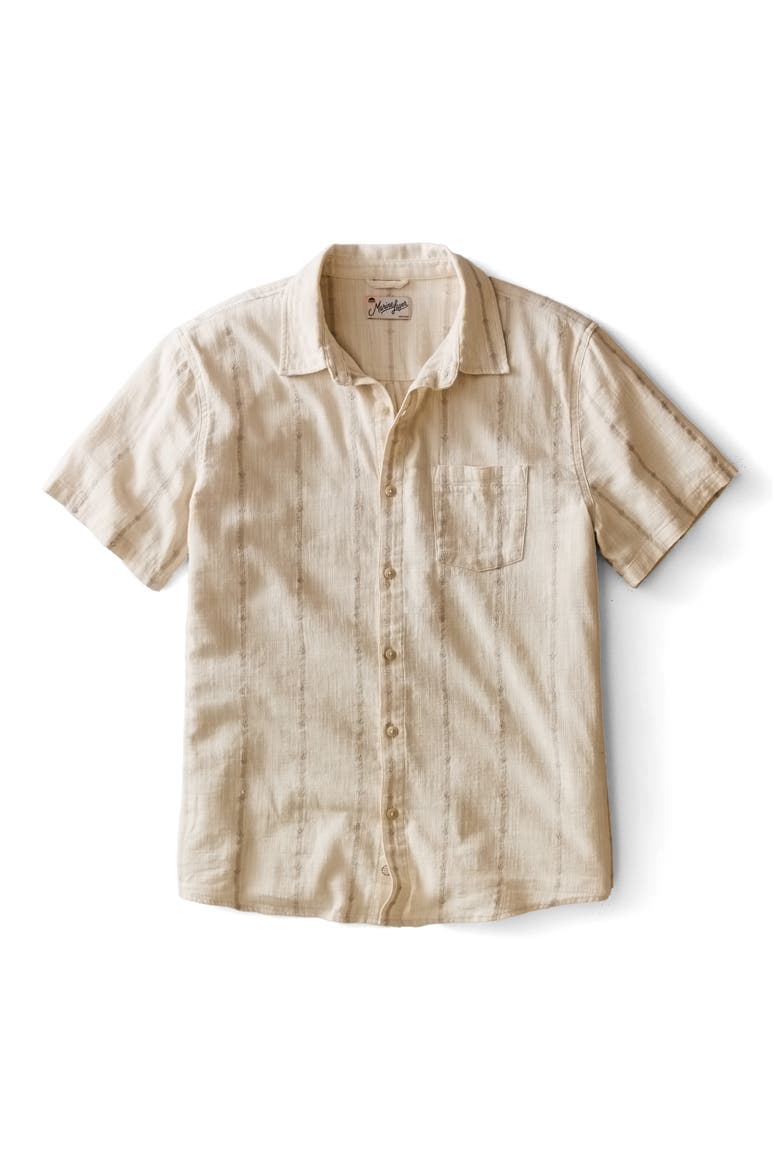 Selvage Short Sleeve Button Up Shirt, Alternate, color, CREAM EMBROIDERY