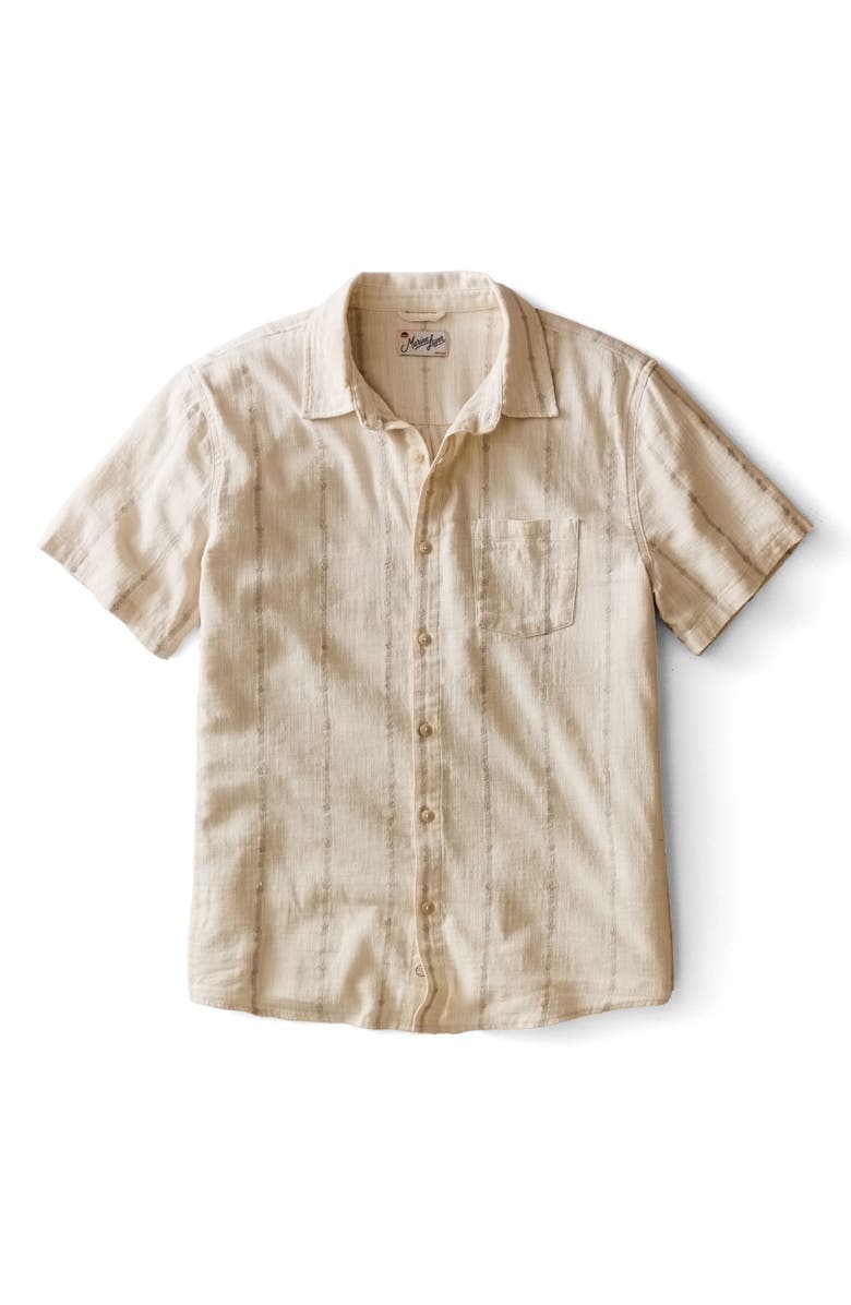 Marine Layer Selvage Short Sleeve Button Up Shirt, Alternate, color, Cream Embroidery