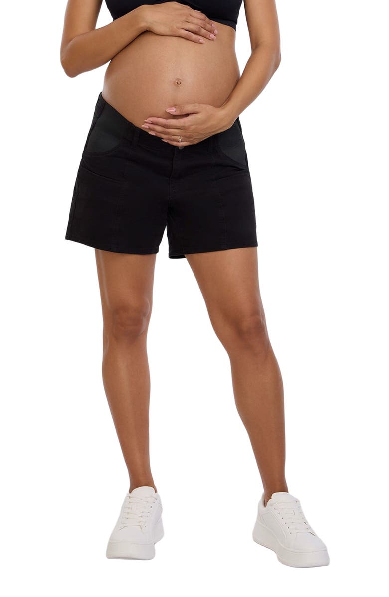 MOTHERHOOD MATERNITY Under the Belly Utility Maternity Short, Alternate, color, Black