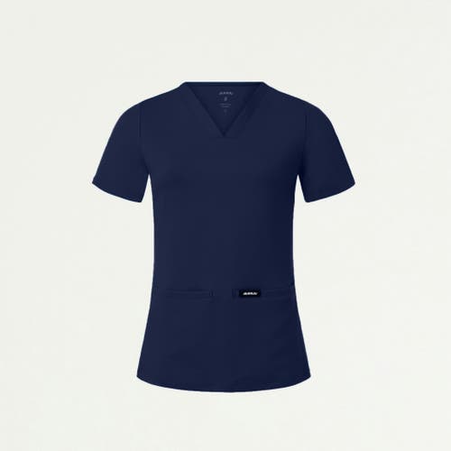 Jaanuu 2-pocket Slim Knit V-neck Scrub Top In Blue