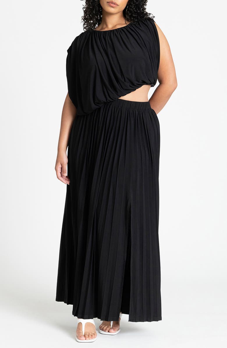 ELOQUII Asymmetric Cutout Maxi Dress, Main, color,
