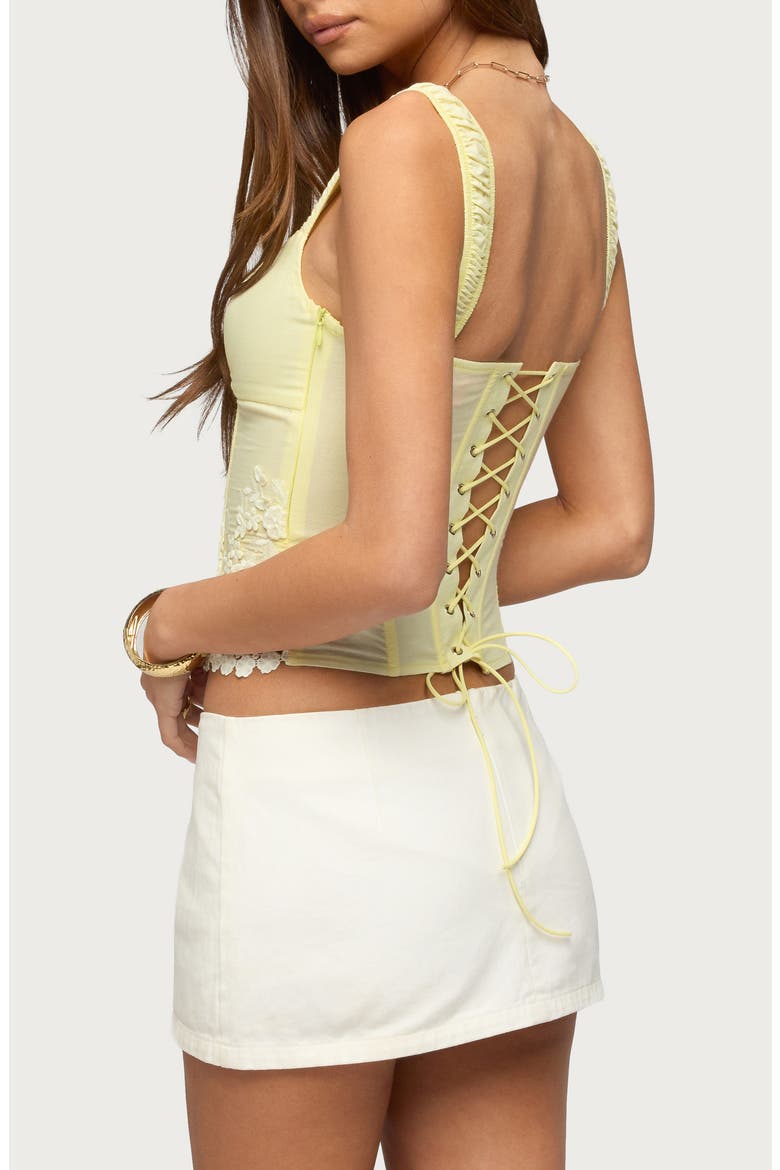 Jana Lace Trim Corset Top, Alternate, color, LIGHT-YELLOW