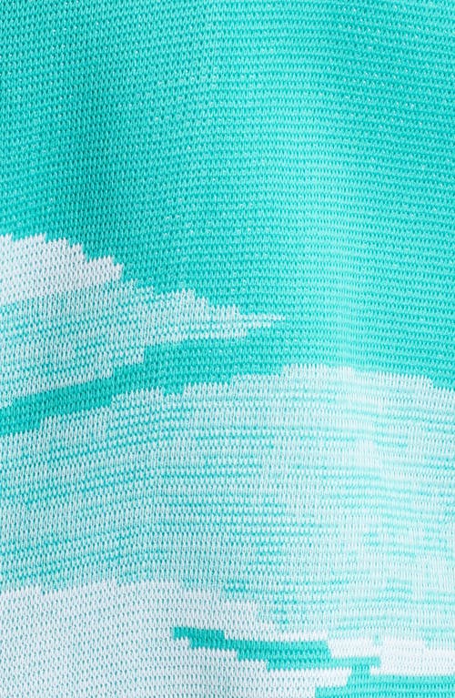 Shop Ming Wang Heritage Fit Jacquard Knit Jacket In Emerald Awe/calypso Blue