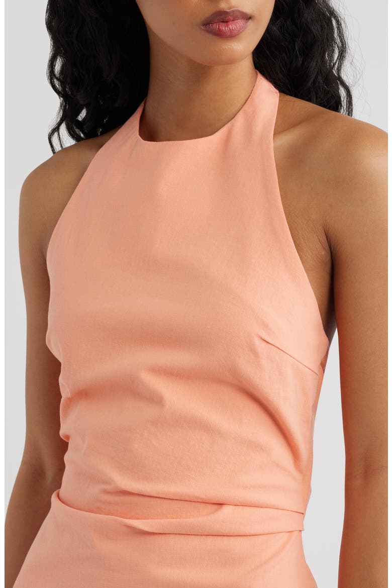 Talie Stretch Cotton Halter Minidress, Alternate, color, CORAL
