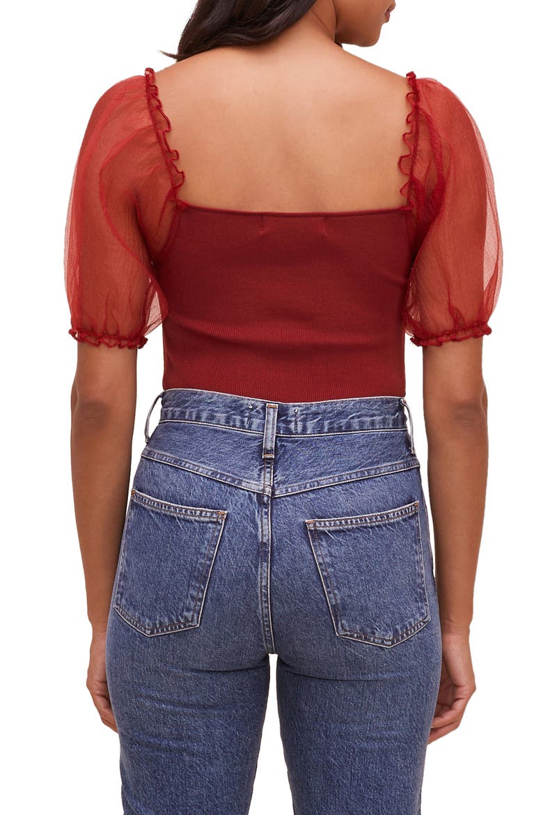 Puff Sleeve Bodysuit, Alternate, color, WINE