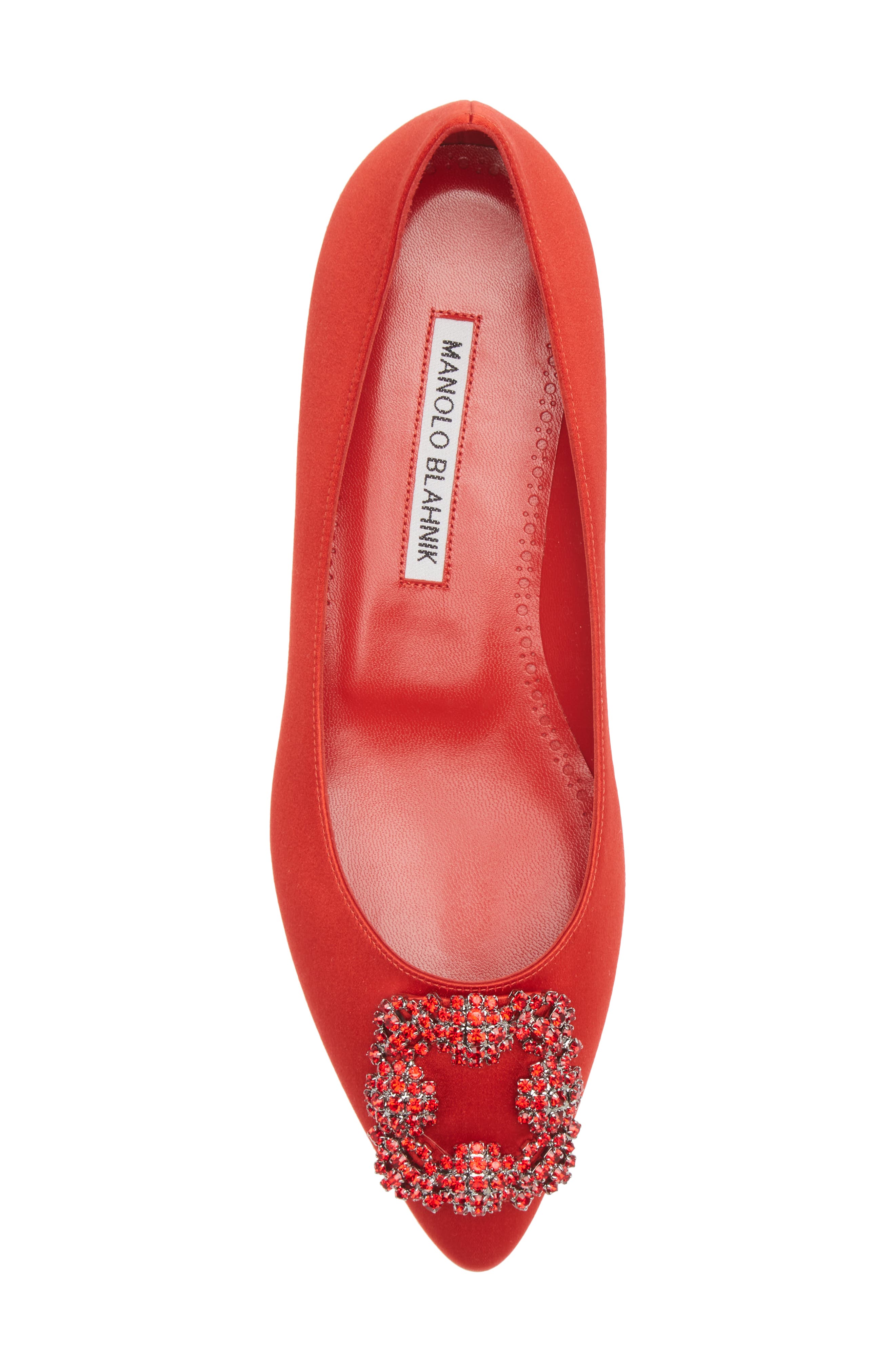Manolo Blahnik Hangisi Jeweled Pointy Toe Flat, Alternate, color, 
