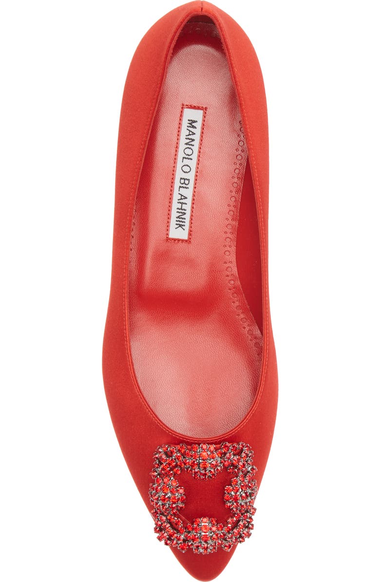 Manolo Blahnik Hangisi Jeweled Pointy Toe Flat, Alternate, color,