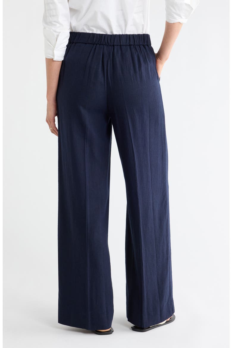Wide Leg Linen Blend Pants, Alternate, color, NAVY NIGHT