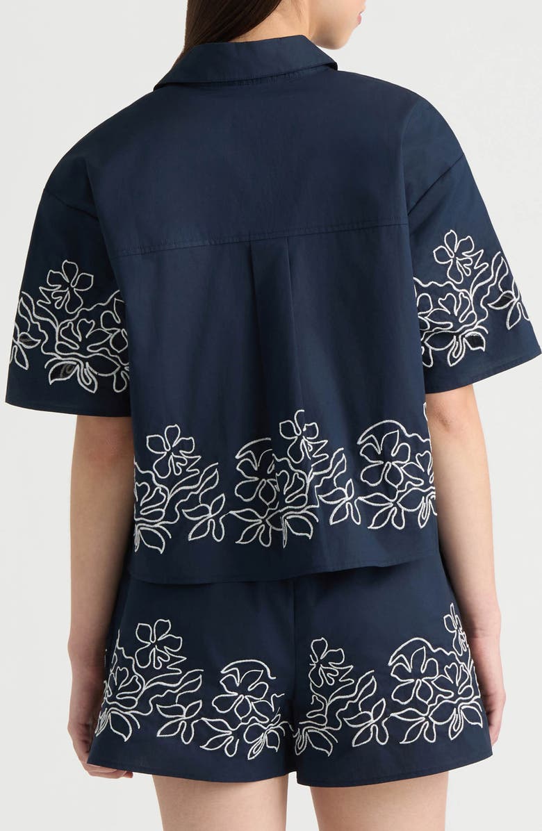 NVLT Embroidered Cotton Poplin Top, Alternate, color, Navy/ White