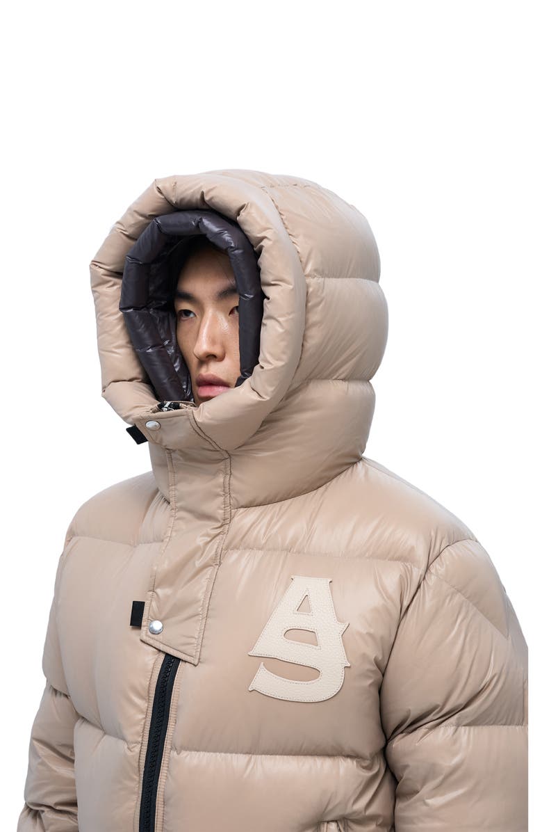 AlphaStyle Kudu Hooded Puffer Down Jacket, Alternate, color, Khaki