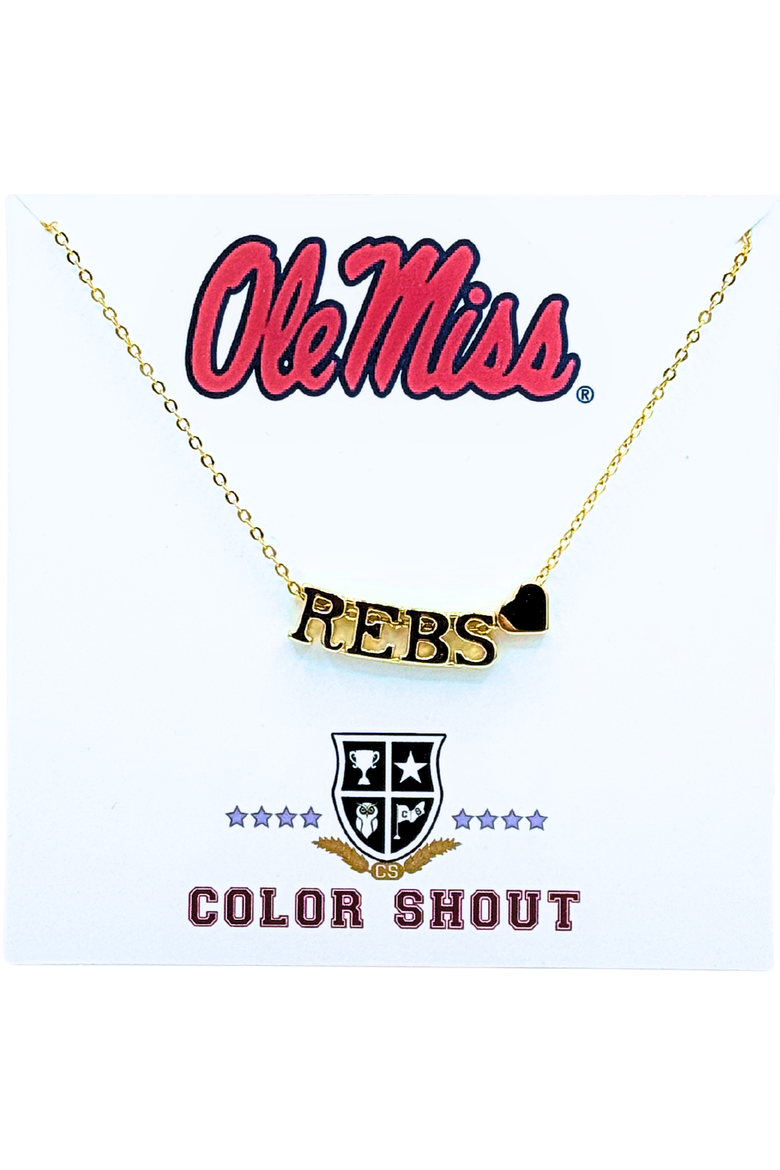 Ole Miss Gold Heart Necklace, Main, color, Yellow Gold