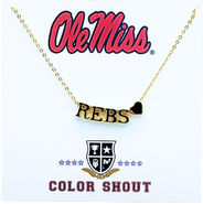 Color Shout Ole Miss Gold Heart Necklace