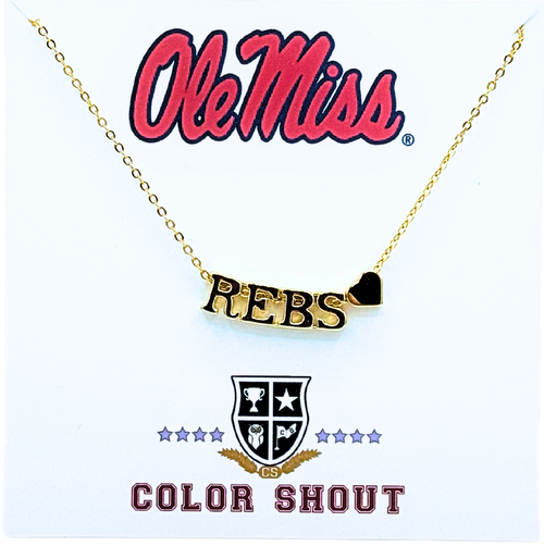 Color Shout Ole Miss Gold Heart Necklace