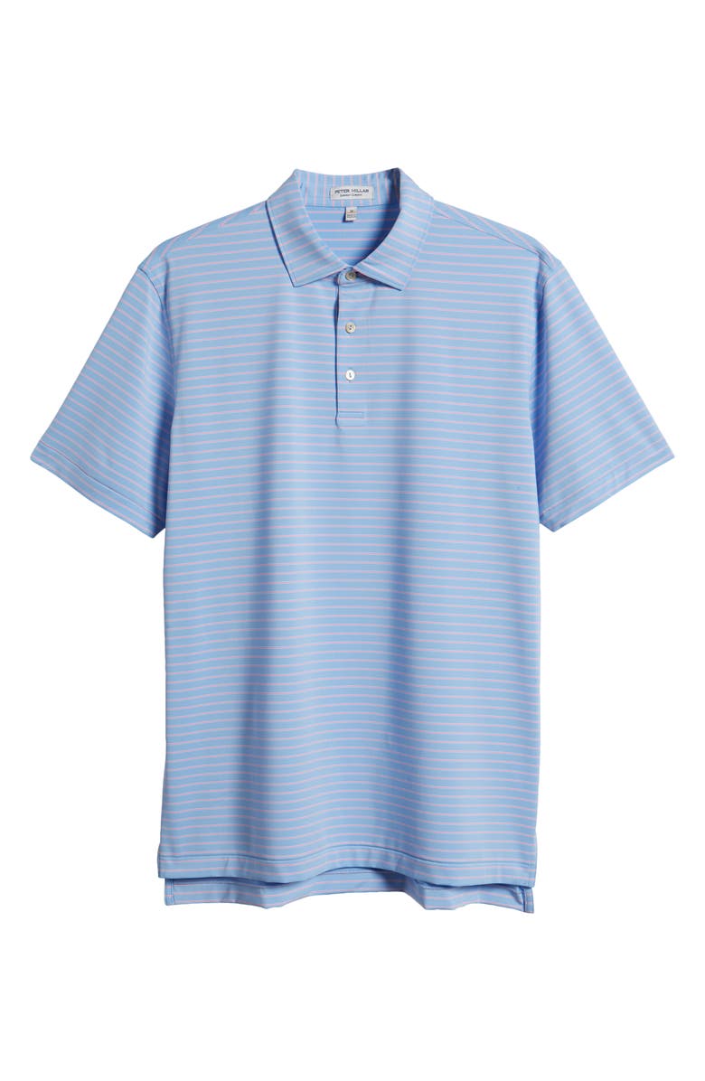 Peter Millar Drum Stripe Performance Jersey Polo, Alternate, color, Cottage Blue