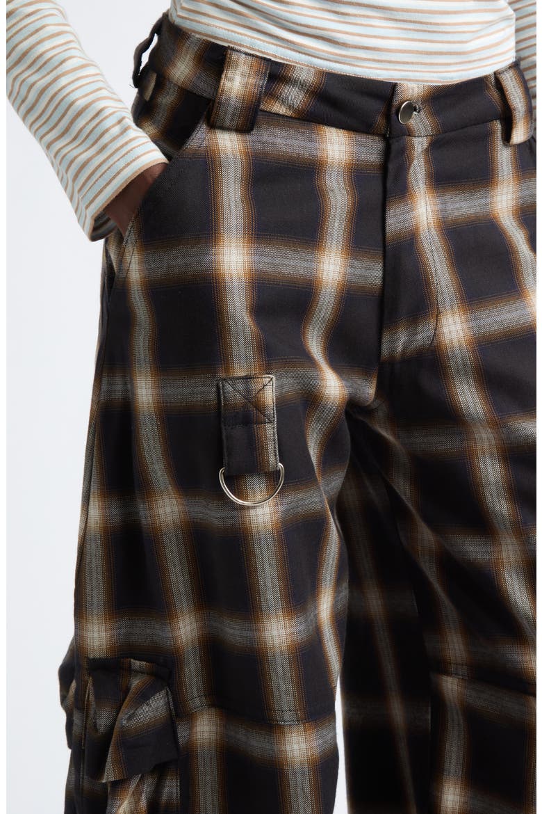 Wide Leg Cargo Pants, Alternate, color, BLACK PLAID
