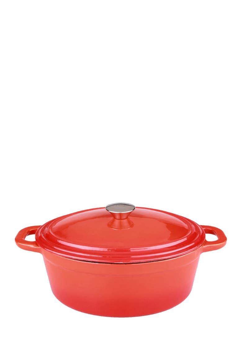 Cast Iron Orange 8 Qt. Covered Casserole Dish, Main, color, ORANGE