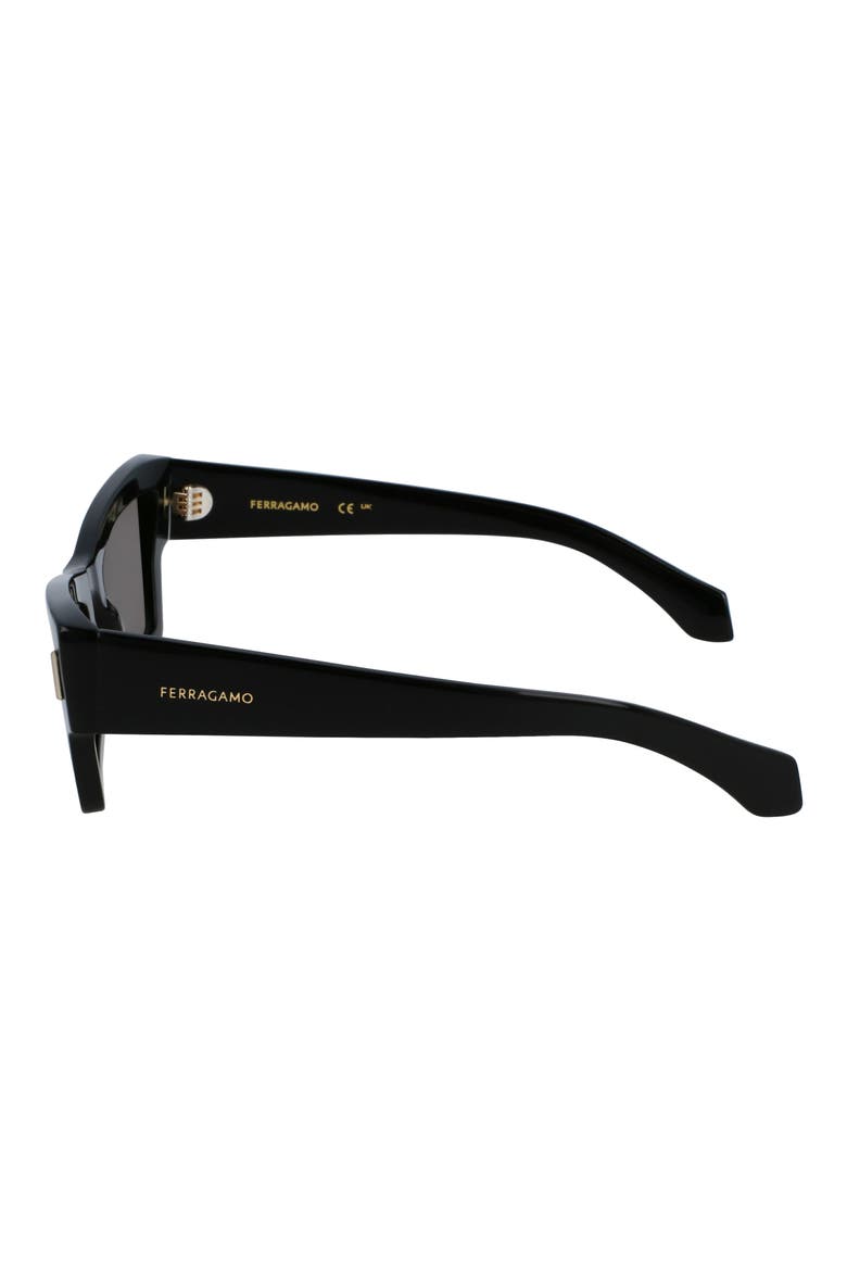 Rivets 53mm Modified Rectangular Sunglasses, Alternate, color, BLACK