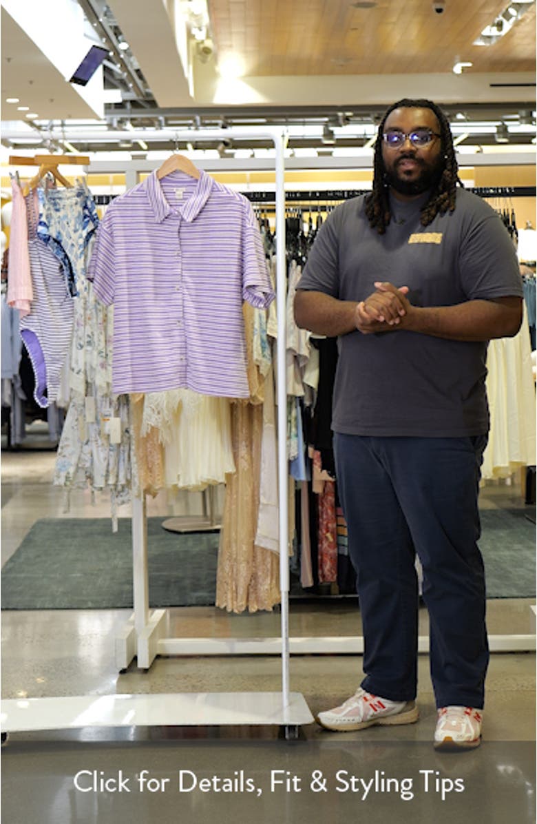 Josie Stripe Cotton Terry Cover-Up Shirt, sales video thumbnail