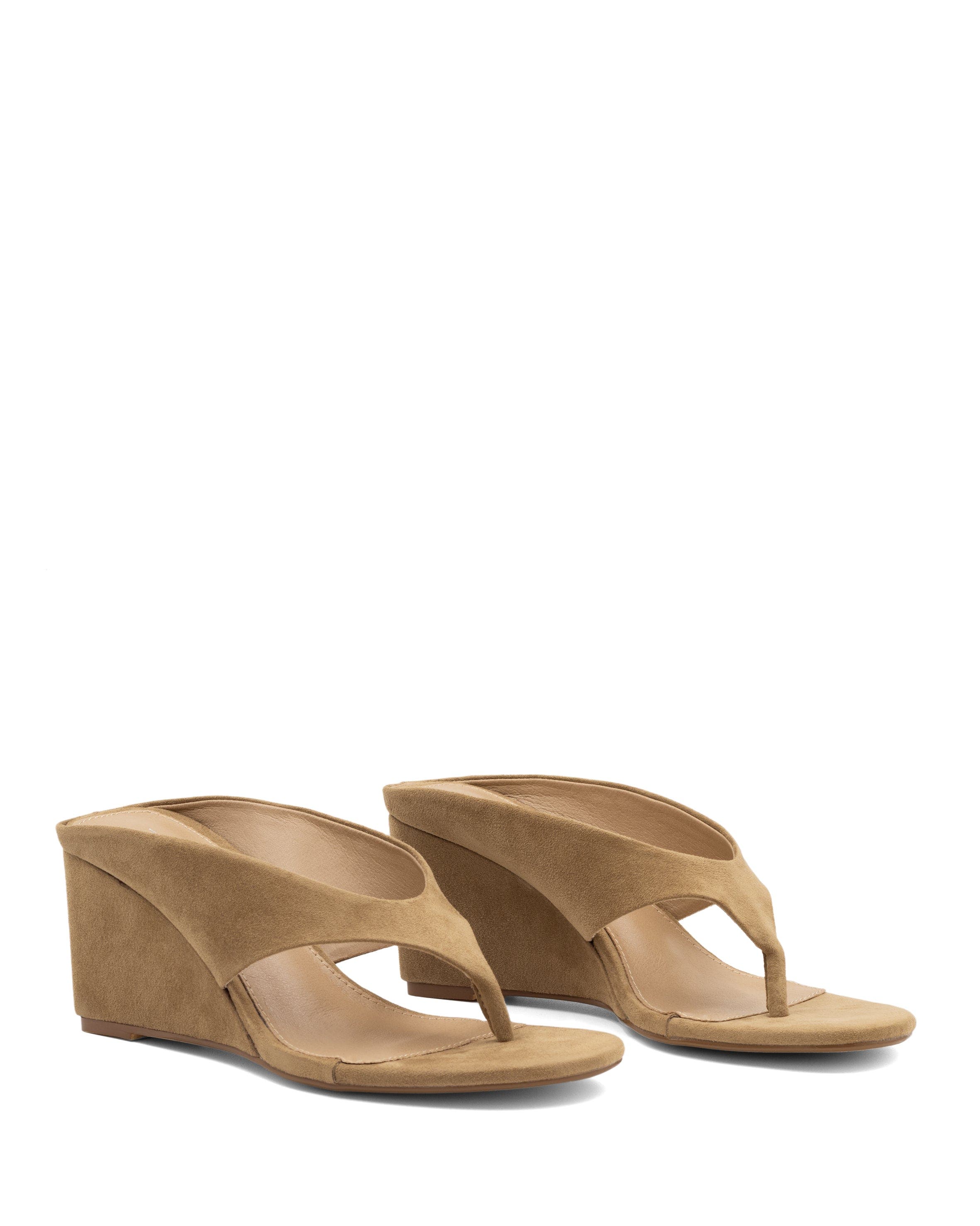 Sera Round Toe Wedge Thong Heel, Alternate, color, Wheat Microsuede