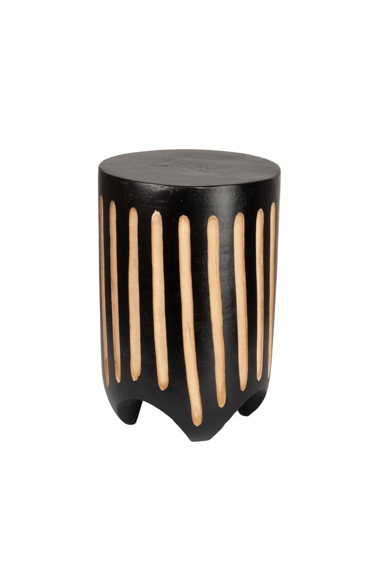Side Table with Vertical Stripes, Main, color, Black