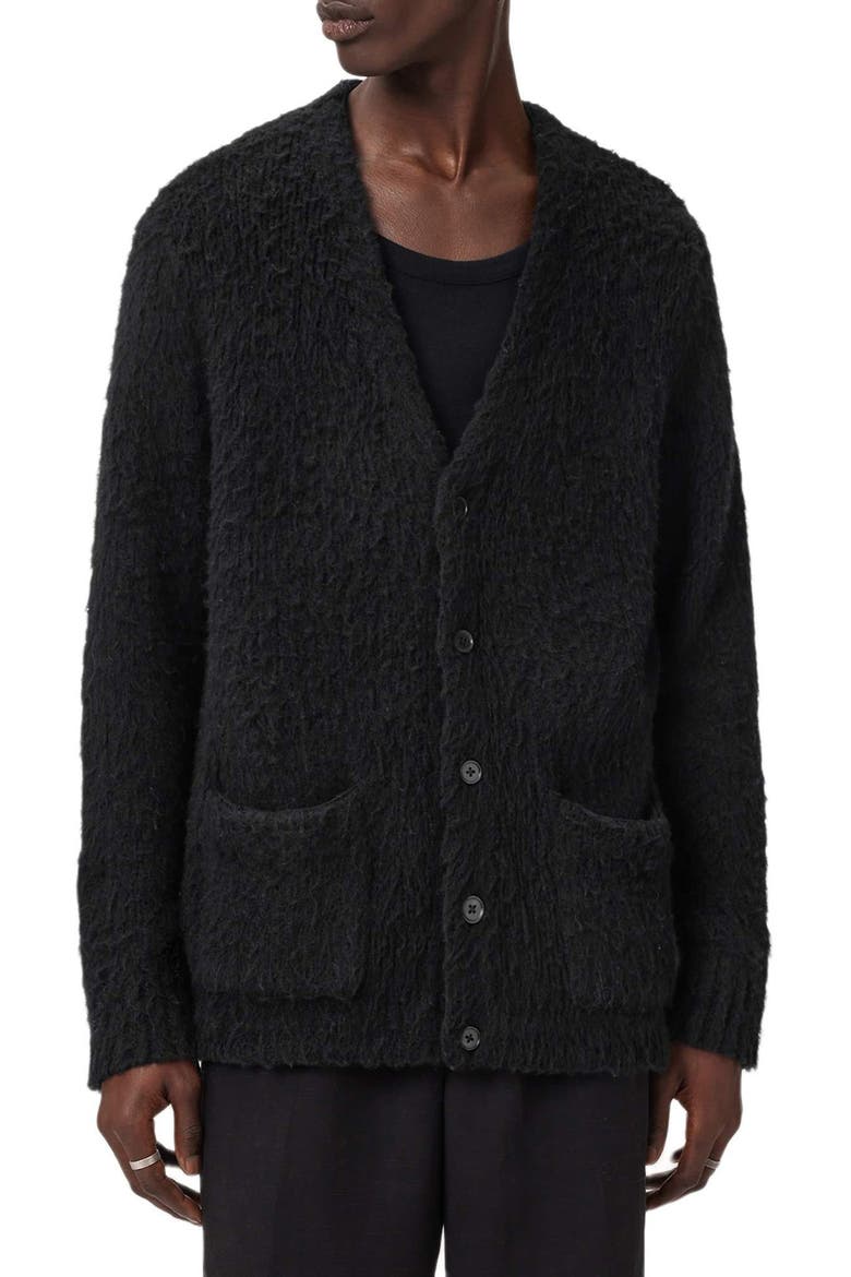 Tobie Merino Wool Blend Cardigan, Main, color, BLACK