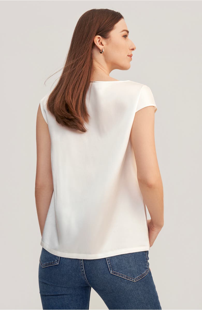 Lilysilk Women's Basic Cap Sleeves Silk Tee, Alternate, color, Natural White