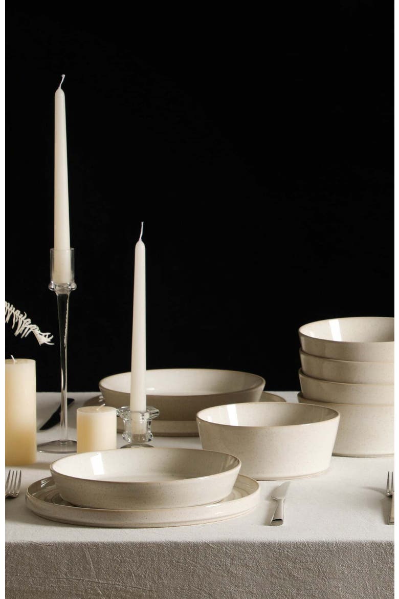 Claire Stoneware 12-Piece Dinnerware Set, Alternate, color, White