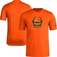 adidas Men's adidas  Orange Miami Hurricanes Football Helmet Pre-Game AEROREADY T-Shirt