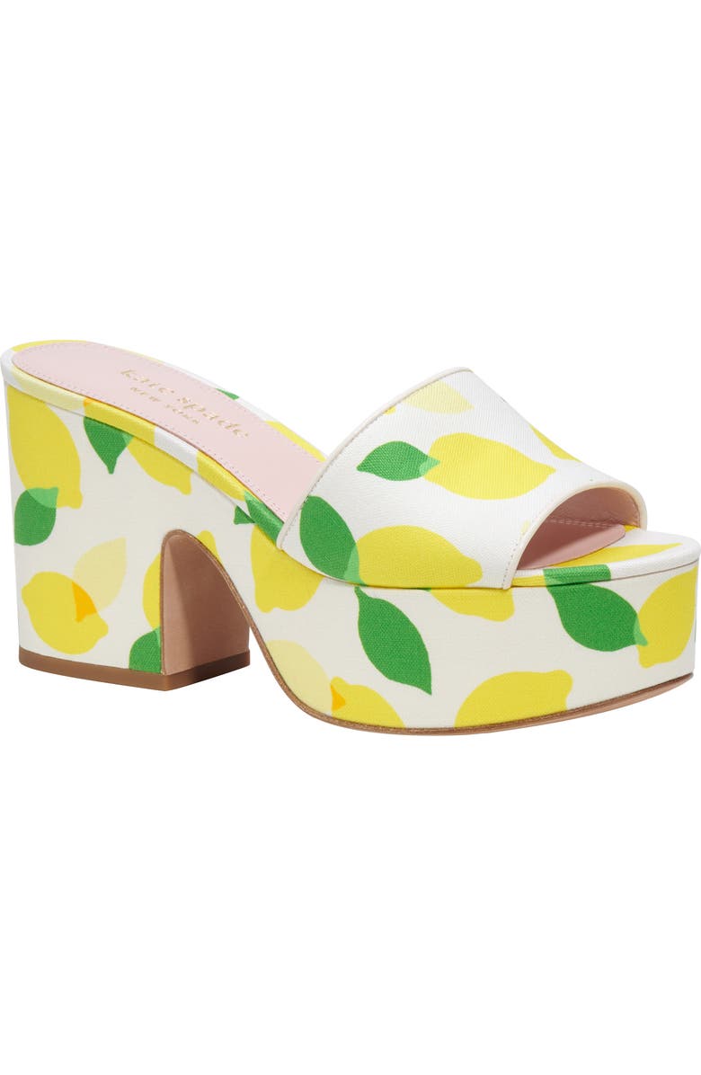 Kate Spade New York ibiza platform sandal, Main, color, Lemon Toss/ Parchment