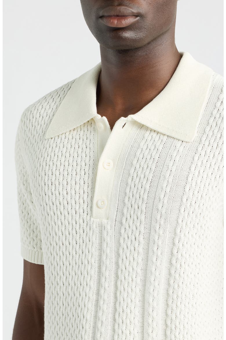 Santino Textured Cotton Polo Sweater, Alternate, color, ECRU- 17