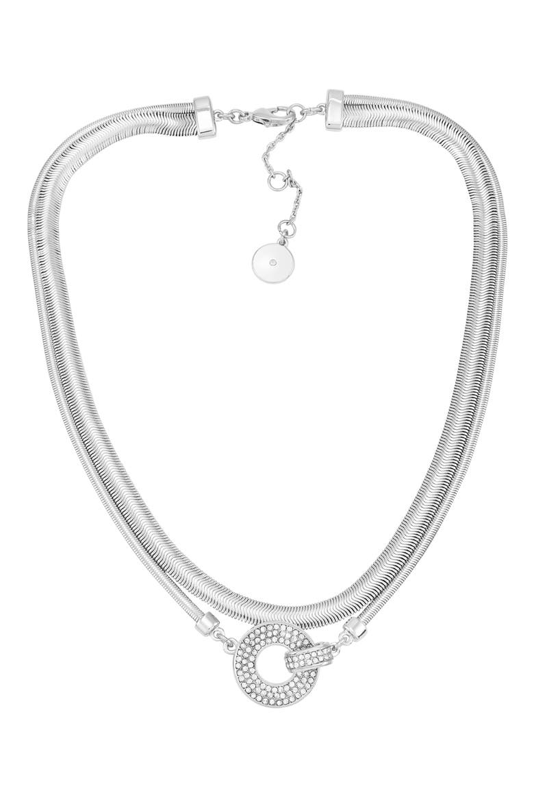 Pavé Crystal Pendant Layered Necklace, Alternate, color, SILVERTONE