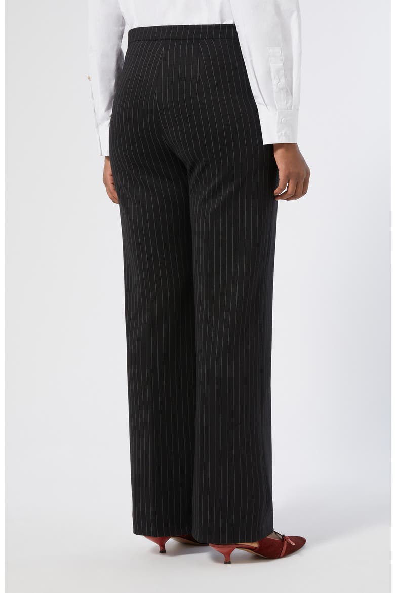 Michela Pinstripe Stretch Jersey Pants, Alternate, color, BLACK