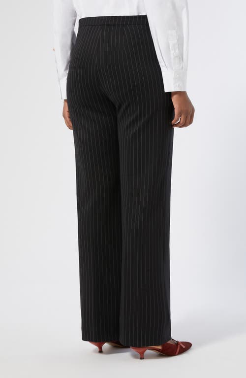 Marina Rinaldi Michela Pinstripe Stretch Jersey Pants In Black