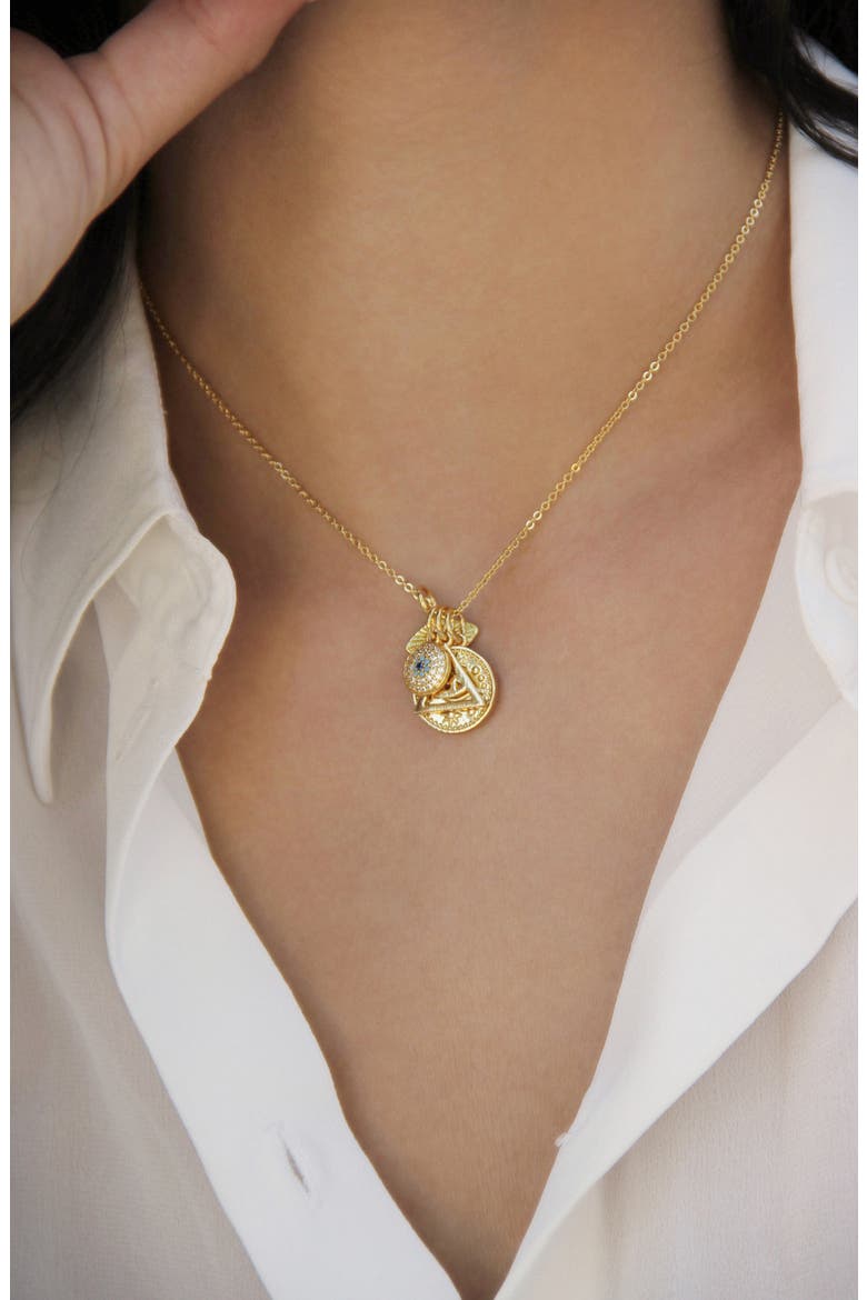 Eye Charms Pendant Necklace, Alternate, color, GOLD