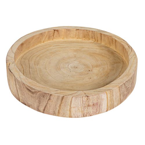 Storied Home Paulownia Wood Hand Carved Tray In Brown