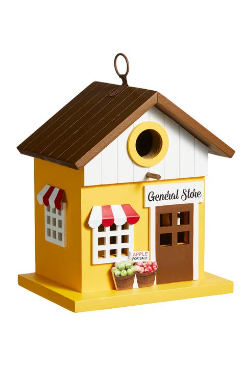 Modern Solid Wood Yellow General Store Decorative Outdoor Garden Birdhouse
