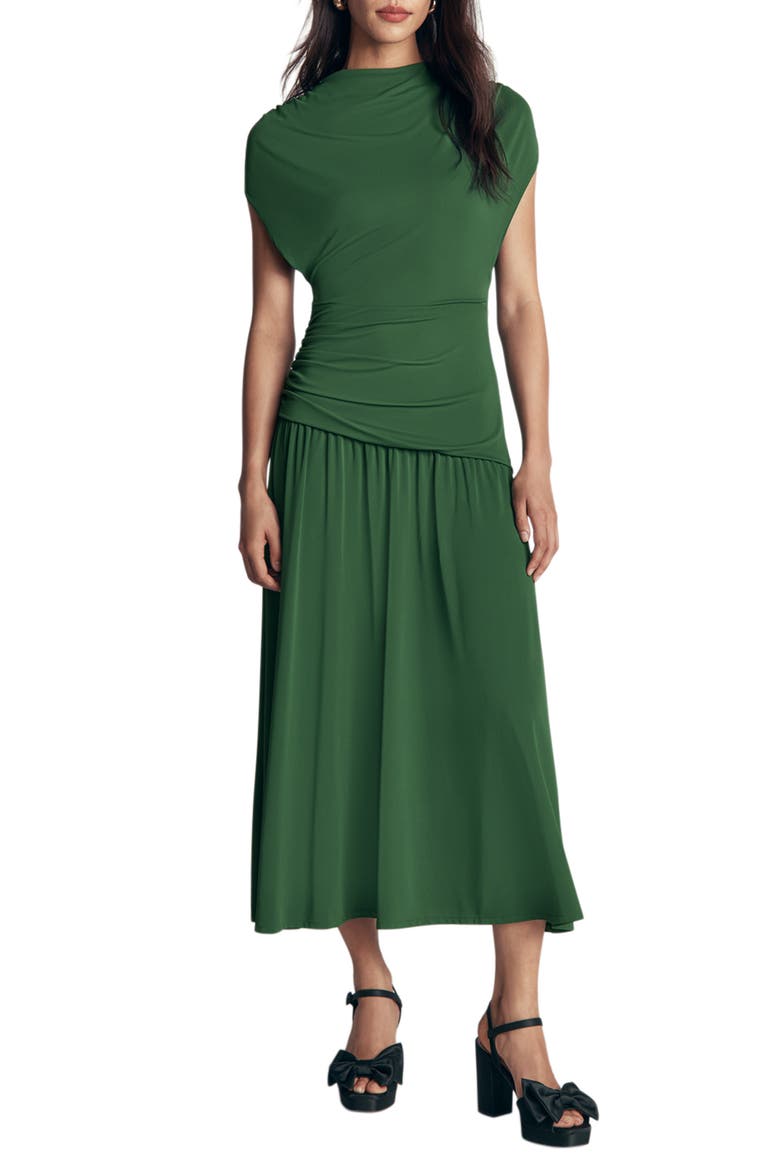Drape Jersey Crepe Maxi Dress, Main, color, HUNTER GREEN