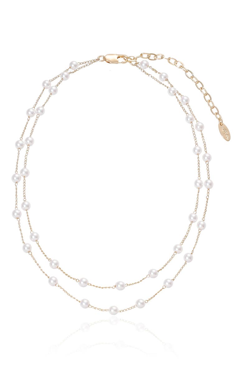 Everyday Faux Pearl Necklace, Alternate, color, GOLD