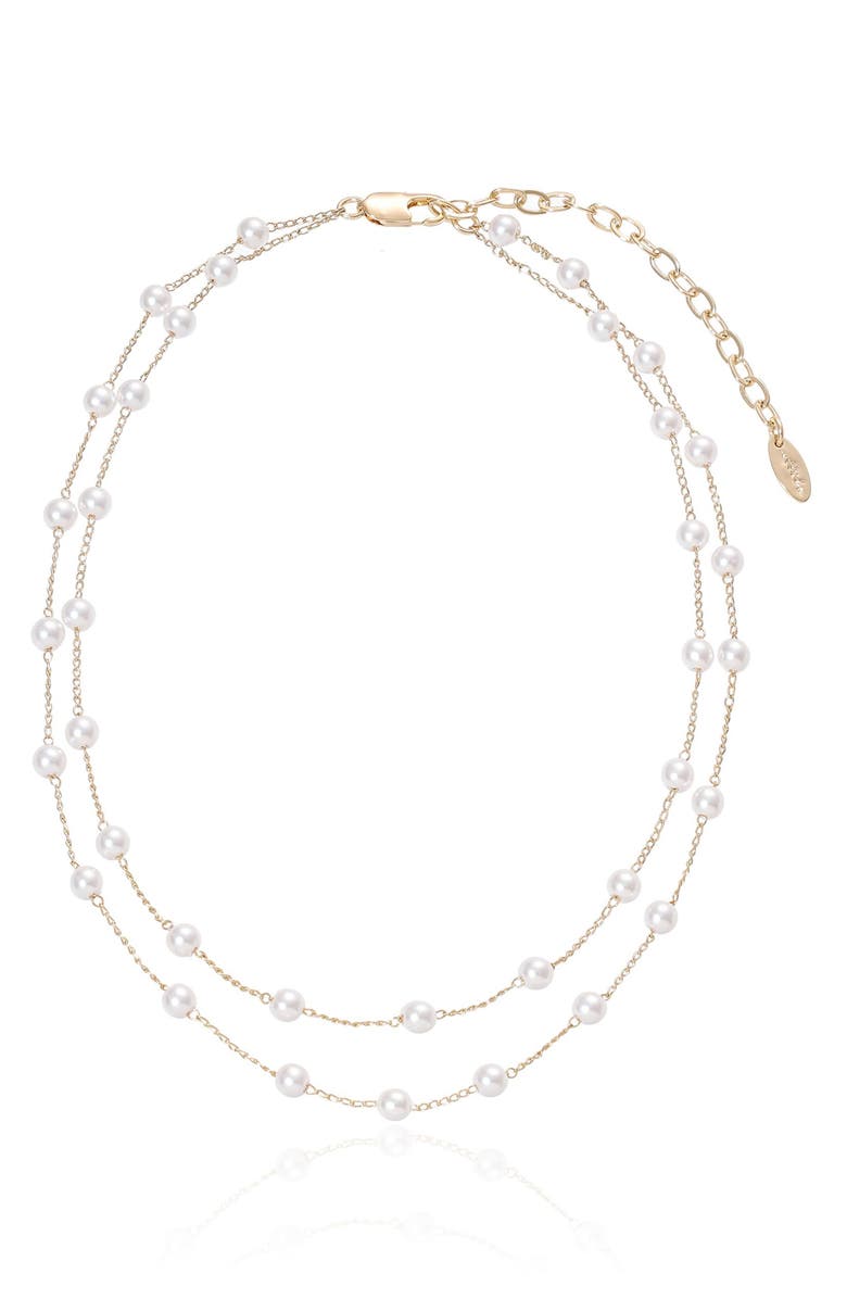 Ettika Everyday Faux Pearl Necklace, Alternate, color, Gold