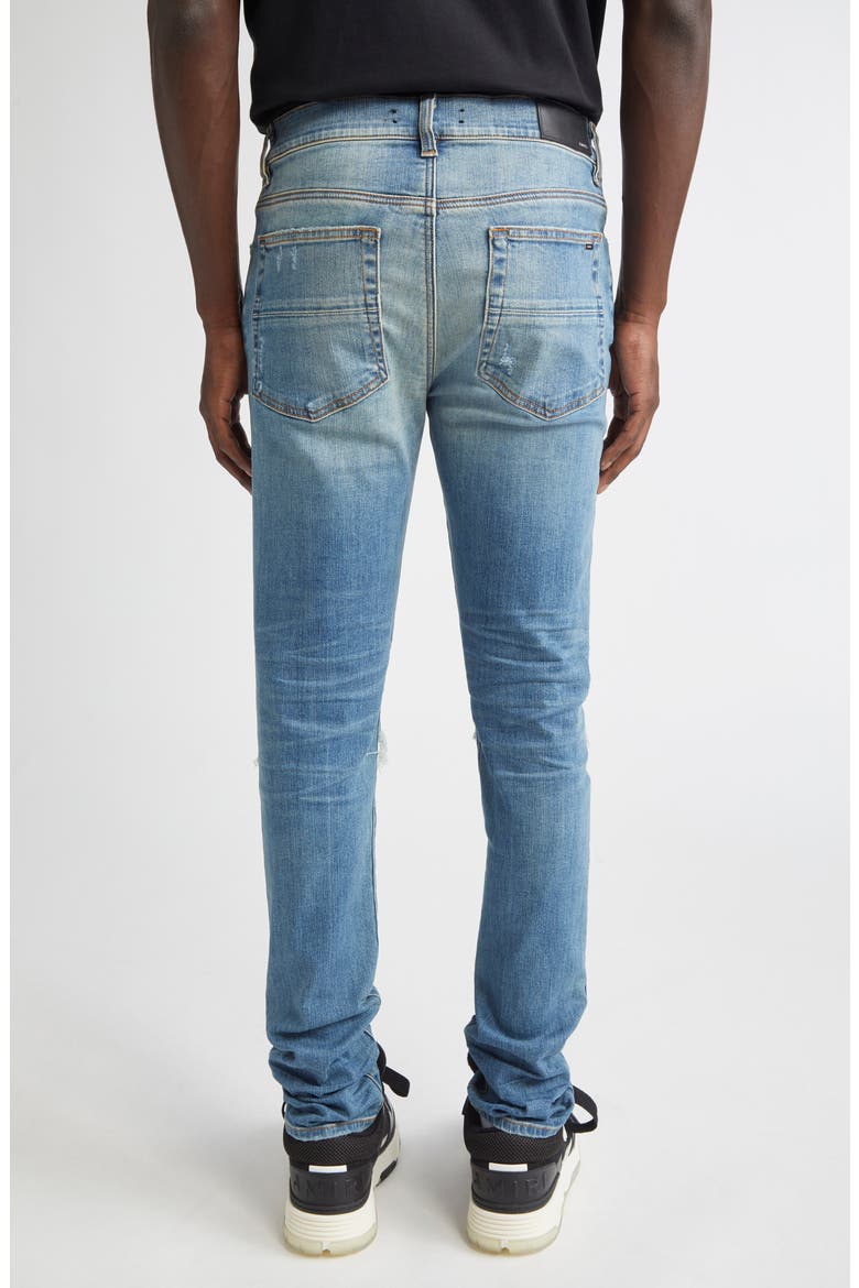 MX1 Leather Patch Ripped Skinny Jeans, Alternate, color, DARK INDIGO