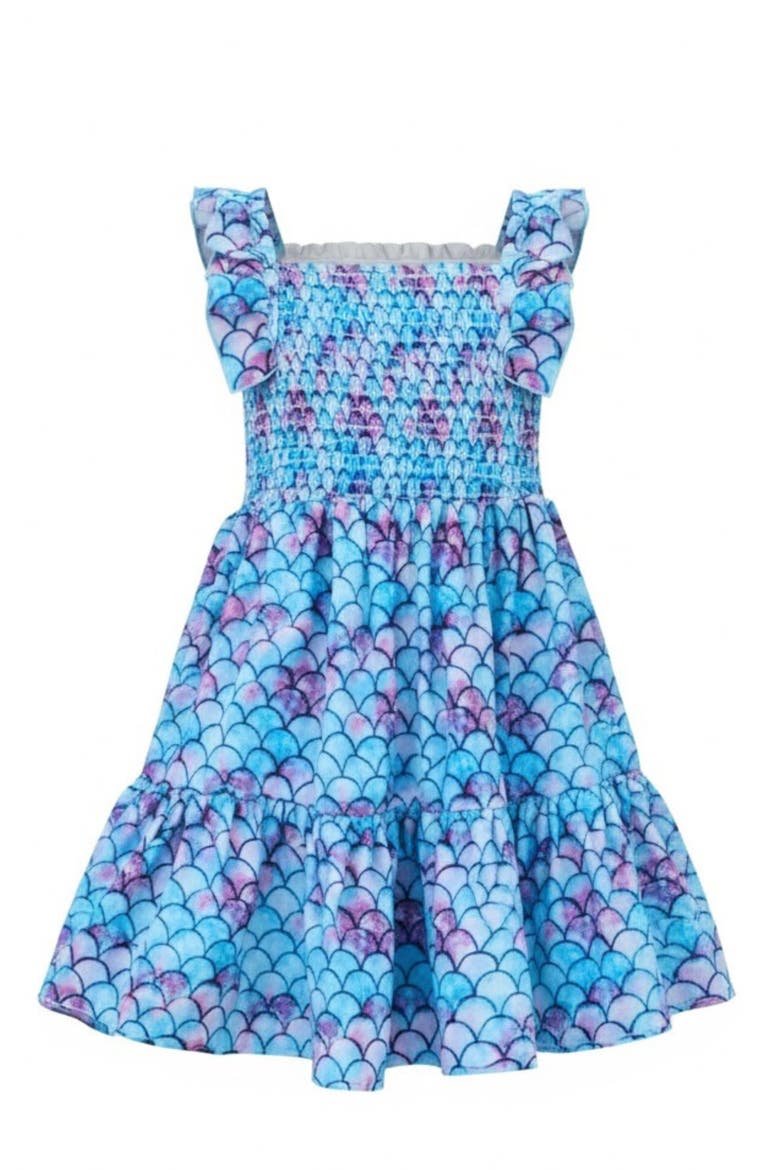 I Washed Up Like This Mermaid Ruffle Sundress, Main, color, Blue