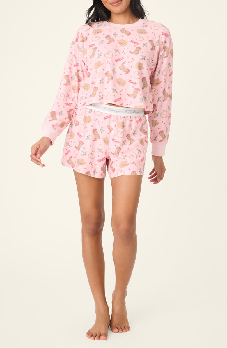 PJ Salvage Print Waffle Knit Short Pajamas, Main, color, Pink
