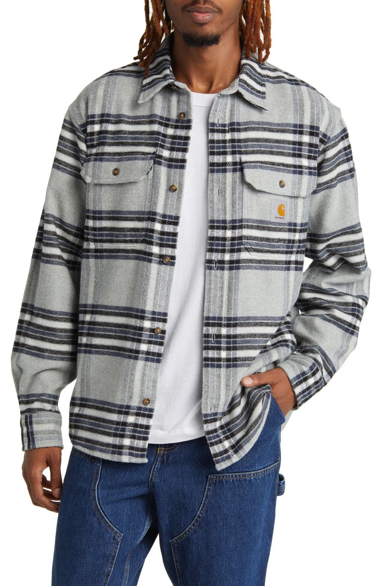 Carhartt Work In Progress Hawkins Plaid Cotton Herringbone Button-Up Shirt, Main, color, 