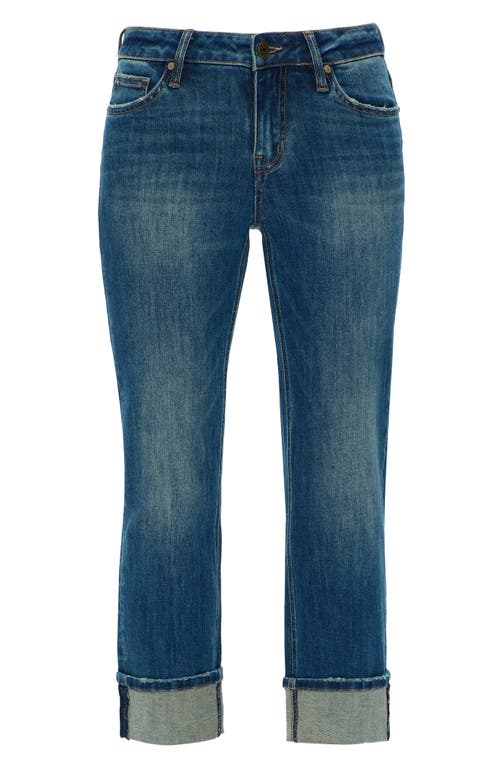 Bayeas Cuffed Low Rise Crop Straight Leg Jeans In Blue