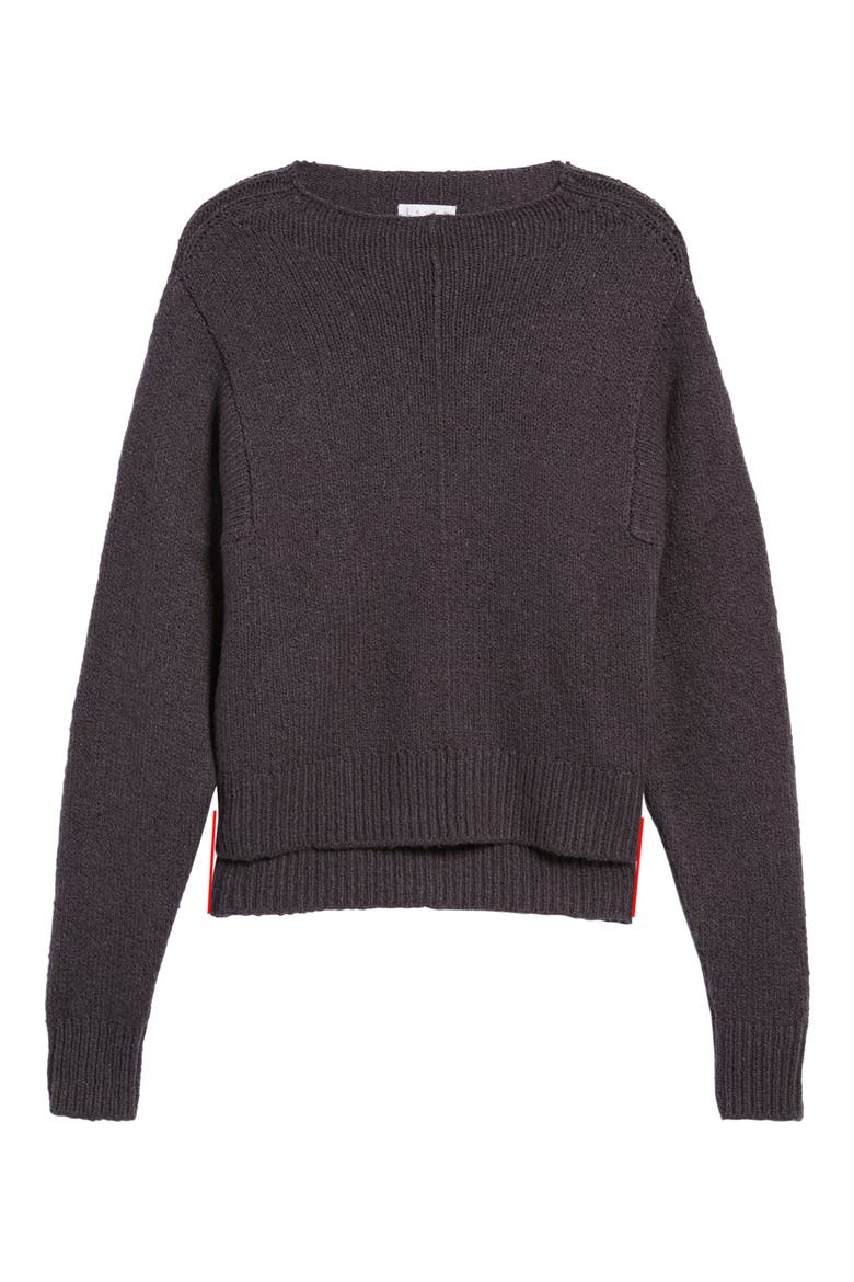Fuzzy Side Slit Sweater, Alternate, color, GREY STONEHENGE